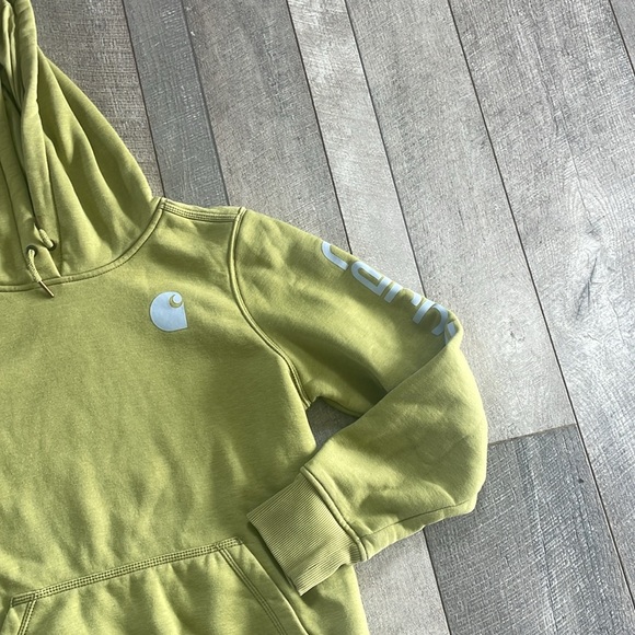 Carhartt Relaxed Fit Size Large Green Hooded Sweatshirt - Picture 3 of 5